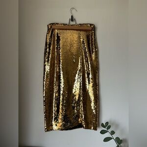 NWT Holiday Glam! - Gold Sequin Pencil Skirt
